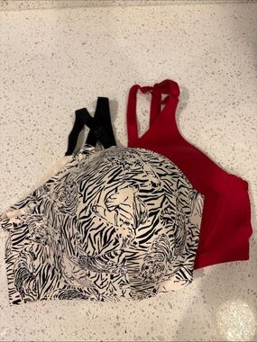 BUNDLE Women’s Red Bra and Black & Ivory Animal Print Bra
